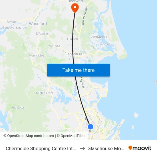Chermside Shopping Centre Interchange H to Glasshouse Mountains map