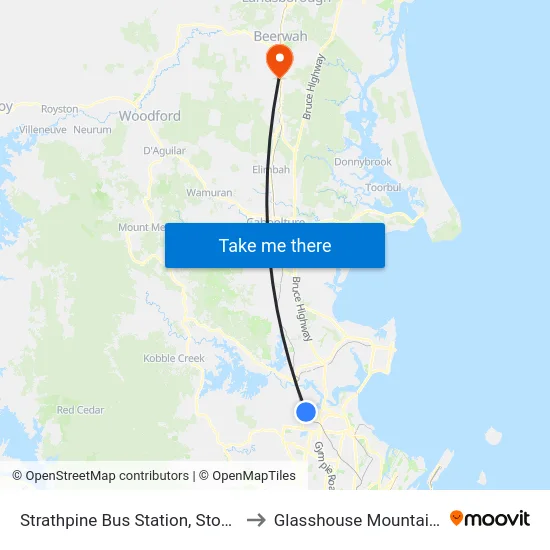 Strathpine Bus Station, Stop B to Glasshouse Mountains map