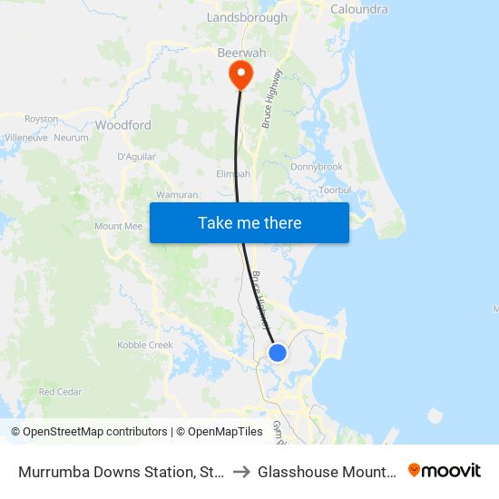 Murrumba Downs Station, Stop B to Glasshouse Mountains map