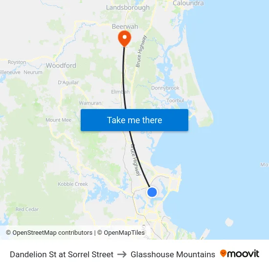 Dandelion St at Sorrel Street to Glasshouse Mountains map