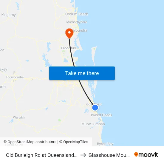 Old Burleigh Rd at Queensland Avenue to Glasshouse Mountains map