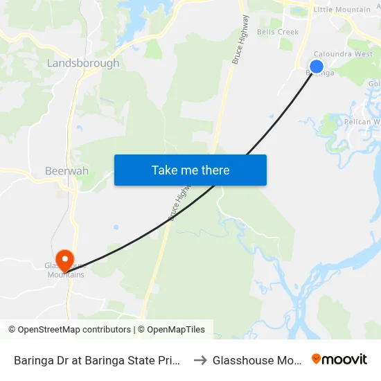 Baringa Dr at Baringa State Primary School to Glasshouse Mountains map
