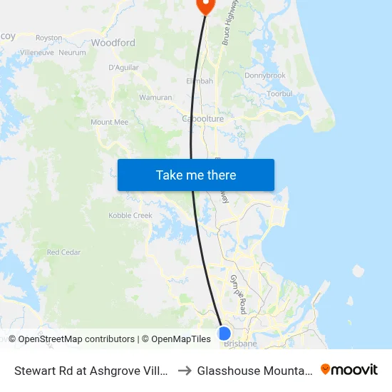 Stewart Rd at Ashgrove Village to Glasshouse Mountains map