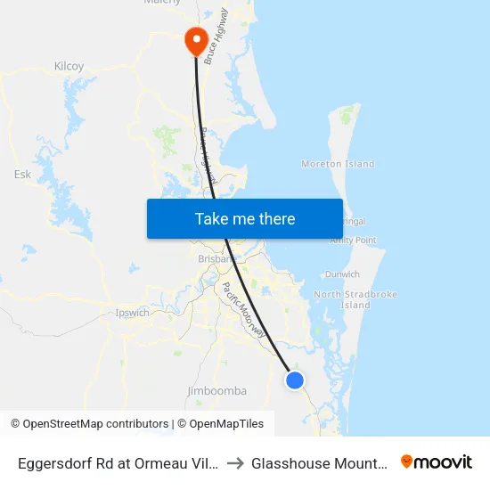 Eggersdorf Rd at Ormeau Village to Glasshouse Mountains map