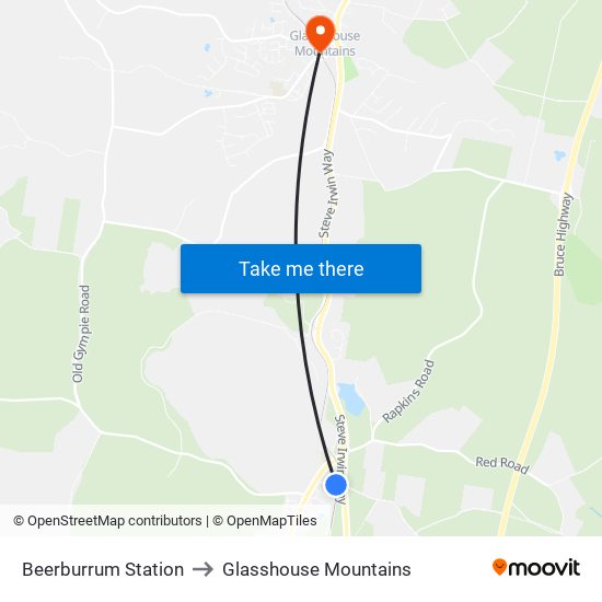 Beerburrum Station to Glasshouse Mountains map