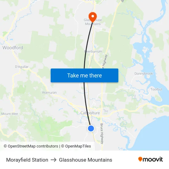 Morayfield Station to Glasshouse Mountains map