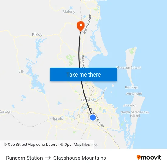 Runcorn Station to Glasshouse Mountains map