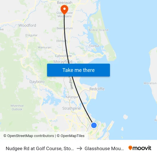 Nudgee Rd at Golf Course, Stop 32/35 to Glasshouse Mountains map