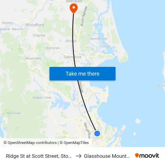 Ridge St at Scott Street, Stop 18 to Glasshouse Mountains map