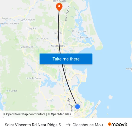 Saint Vincents Rd Near Ridge St, Stop 19 to Glasshouse Mountains map