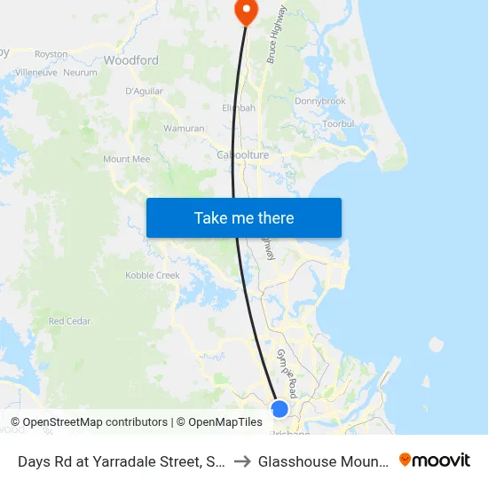 Days Rd at Yarradale Street, Stop 2a to Glasshouse Mountains map