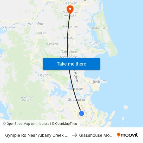Gympie Rd Near Albany Creek Rd, Stop 42 to Glasshouse Mountains map