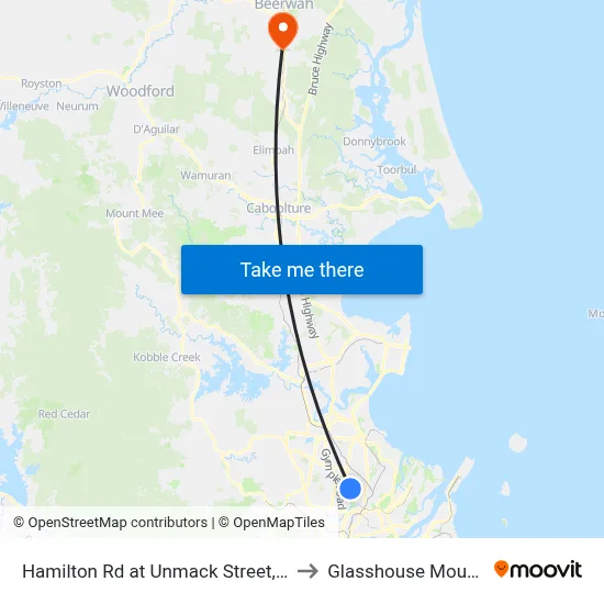 Hamilton Rd at Unmack Street, Stop 50 to Glasshouse Mountains map
