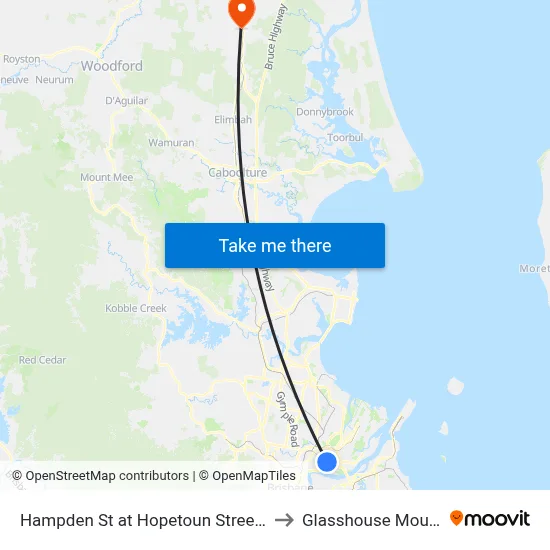 Hampden St at Hopetoun Street, Stop 30 to Glasshouse Mountains map