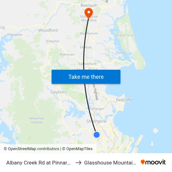 Albany Creek Rd at Pinnaroo to Glasshouse Mountains map