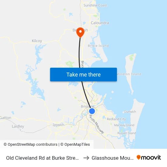 Old Cleveland Rd at Burke Street Stop 25 to Glasshouse Mountains map