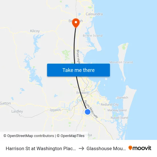 Harrison St at Washington Place, Stop 90 to Glasshouse Mountains map