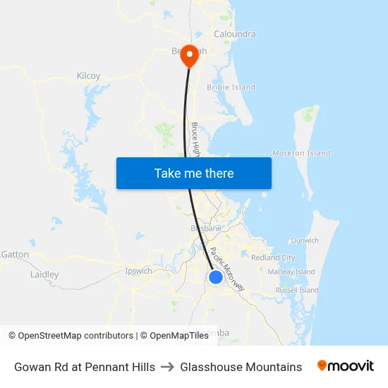 Gowan Rd at Pennant Hills to Glasshouse Mountains map