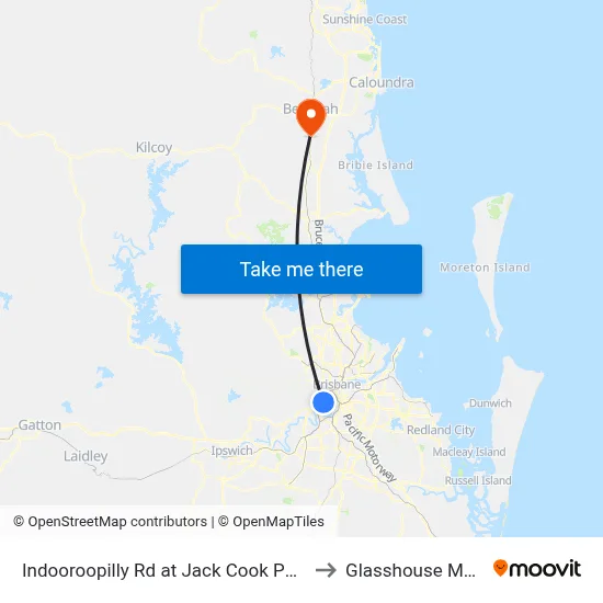 Indooroopilly Rd at Jack Cook Park, Stop 18/19 to Glasshouse Mountains map