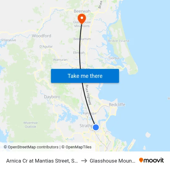Arnica Cr at Mantias Street, Stop 56 to Glasshouse Mountains map