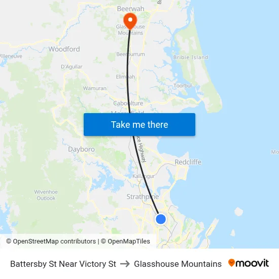 Battersby St Near Victory St to Glasshouse Mountains map