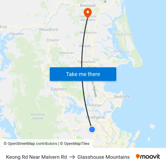 Keong Rd Near Malvern Rd to Glasshouse Mountains map