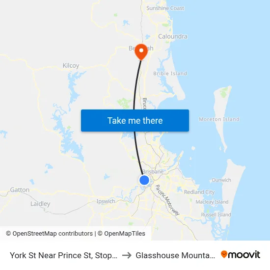 York St Near Prince St, Stop 29 to Glasshouse Mountains map