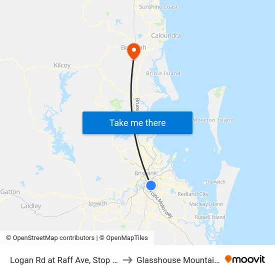 Logan Rd at Raff Ave, Stop 25 to Glasshouse Mountains map