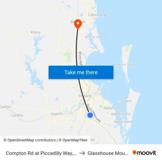 Compton Rd at Piccadilly Way, Stop 28 to Glasshouse Mountains map