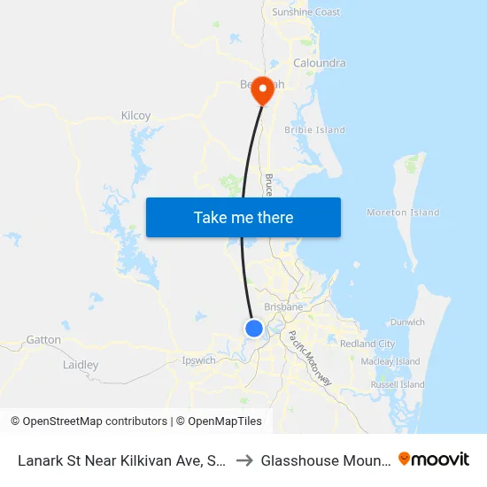 Lanark St Near Kilkivan Ave, Stop 39a to Glasshouse Mountains map