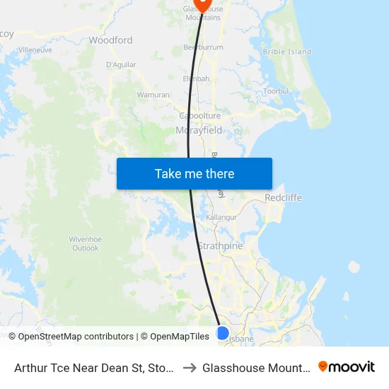Arthur Tce Near Dean St, Stop 15a to Glasshouse Mountains map