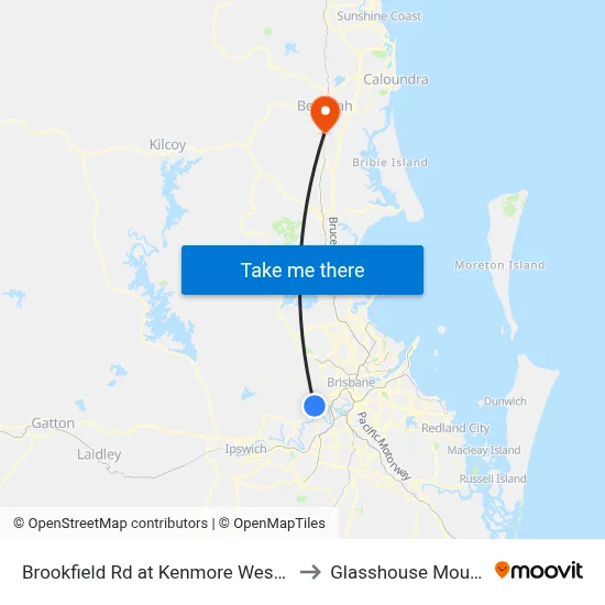Brookfield Rd at Kenmore West, Stop 37 to Glasshouse Mountains map