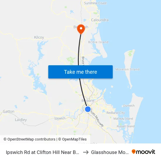 Ipswich Rd at Clifton Hill Near Beaudesert Rd to Glasshouse Mountains map