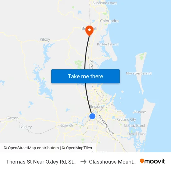 Thomas St Near Oxley Rd, Stop 55 to Glasshouse Mountains map
