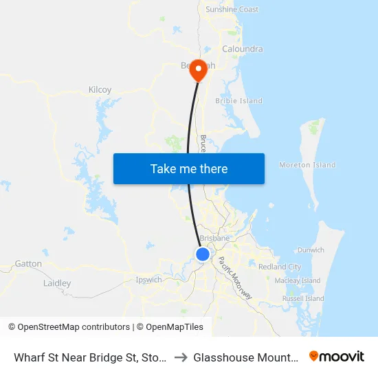 Wharf St Near Bridge St, Stop 52 to Glasshouse Mountains map