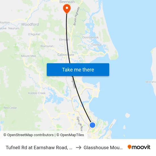 Tufnell Rd at Earnshaw Road, Stop 27 to Glasshouse Mountains map