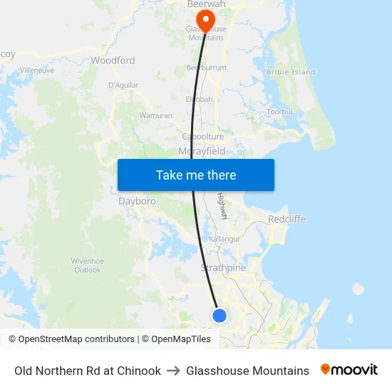 Old Northern Rd at Chinook to Glasshouse Mountains map