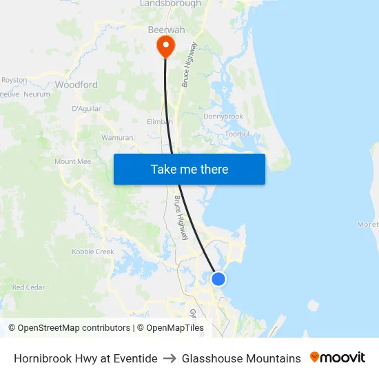 Hornibrook Hwy at Eventide to Glasshouse Mountains map