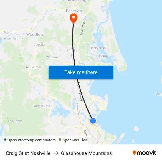 Craig St at Nashville to Glasshouse Mountains map