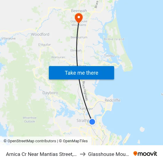 Arnica Cr Near Mantias Street, Stop 56 to Glasshouse Mountains map