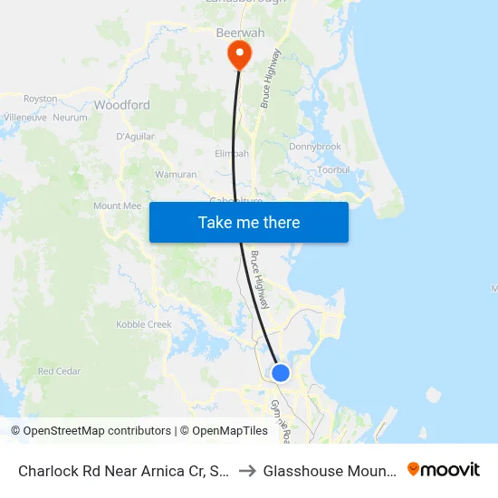 Charlock Rd Near Arnica Cr, Stop 55 to Glasshouse Mountains map
