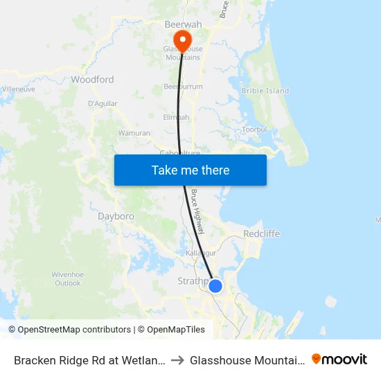 Bracken Ridge Rd at Wetlands to Glasshouse Mountains map