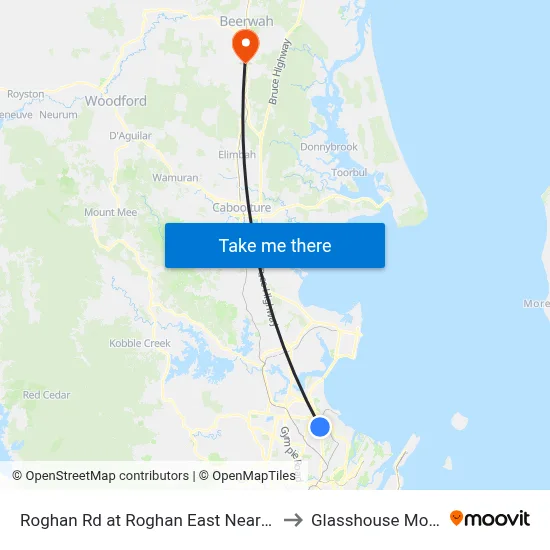 Roghan Rd at Roghan East Near Sovereign Pl to Glasshouse Mountains map