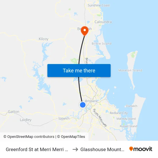Greenford St at Merri Merri Park to Glasshouse Mountains map