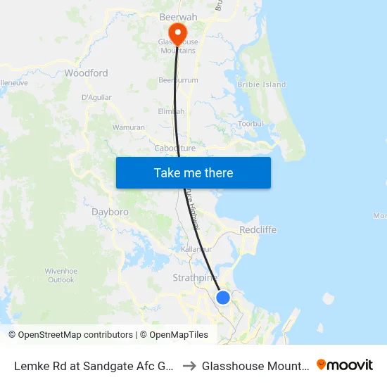 Lemke Rd at Sandgate Afc Ground to Glasshouse Mountains map