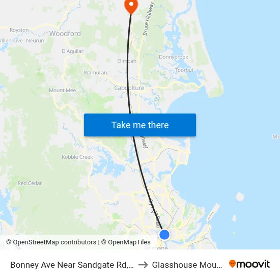 Bonney Ave Near Sandgate Rd, Stop 21 to Glasshouse Mountains map