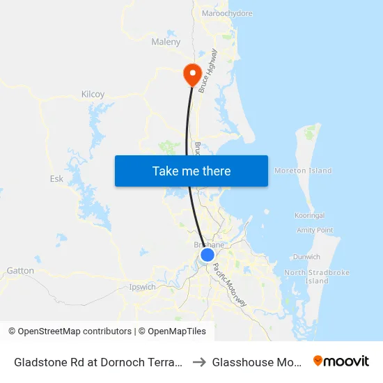 Gladstone Rd at Dornoch Terrace, Stop 11 to Glasshouse Mountains map