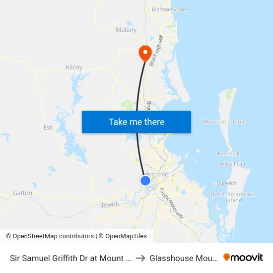 Sir Samuel Griffith Dr at Mount Coot-Tha to Glasshouse Mountains map
