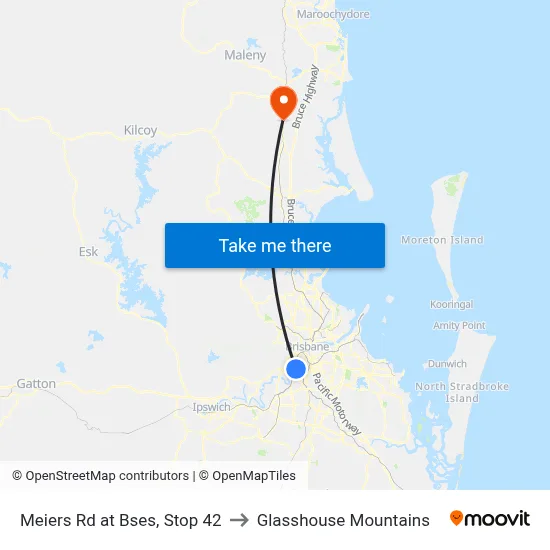 Meiers Rd at Bses, Stop 42 to Glasshouse Mountains map