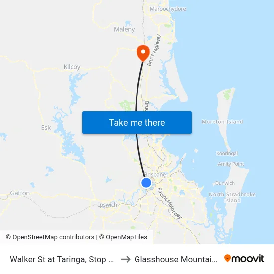 Walker St at Taringa, Stop 19 to Glasshouse Mountains map
